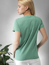 Wildlense Women Mint Green Solid V-Neck T-shirt Wildlense